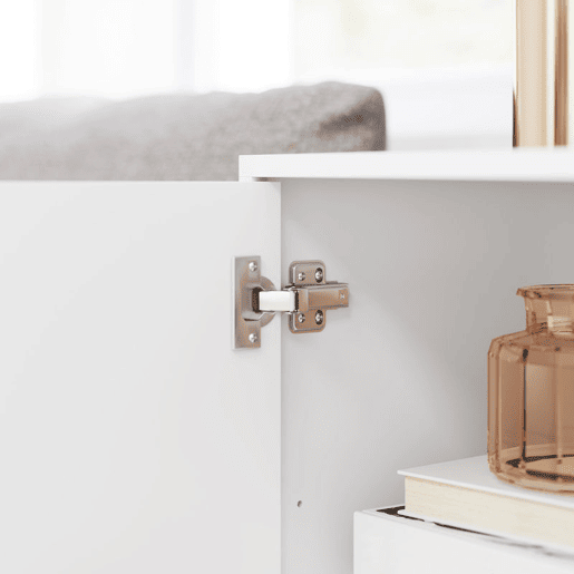 HOMCOM Aparador de 4 Portas Aparador Moderno para Sala de Estar com Prateleiras Ajustáveis e Pés Dourados para Sala de Jantar Entrada Móvel para TV até 65 Polegadas 140,8x35x77,5 cm Branco