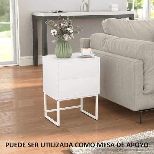 HOMCOM Conjunto de 2 Mesas de Cabeceira Estreitas Mesas de Cabeceira Quarto com 2 Gavetas Abertura por Pressão e Pés de Aço Estilo Moderno 40x30x55 cm Branco