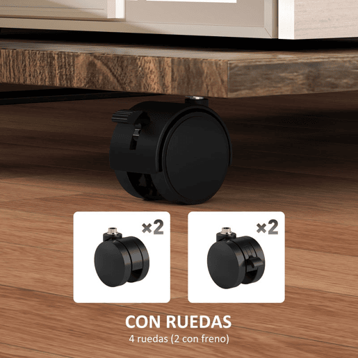 HOMCOM Mesa Auxiliar com Rodas Mesa Auxiliar em Forma de C para Sofá com Prateleiras Estrutura de Aço Mesa Auxiliar para Sala de Estar e Dormitório 52x34x60 cm Madeira e Preto