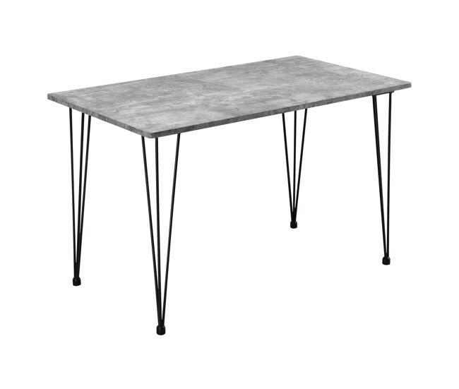 Mesa de cocina salón comedor para 4 personas tapa de MDF 120 cm efecto hormigón y negro 03_0004272