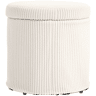 HOMCOM Puff de Arrumação Baú de Arrumação Redondo Estofado em Veludo Cotelê Assento Acolchoado Tampa Removível para Corredor Quarto Sala Ø40x41 cm Creme