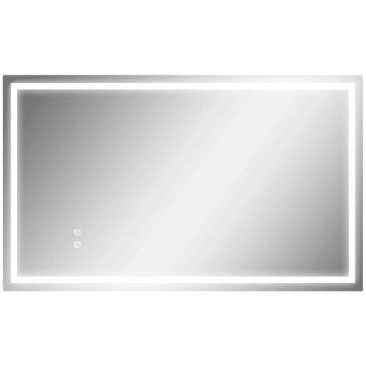 HOMCOM Espelho Casa de Banho com Luz LED 100x60 cm Espelho de Parede com Iluminação Anti-Embaciamento Brilho Ajustável Interruptor Tátil IP44 Montagem Horizontal ou Vertical