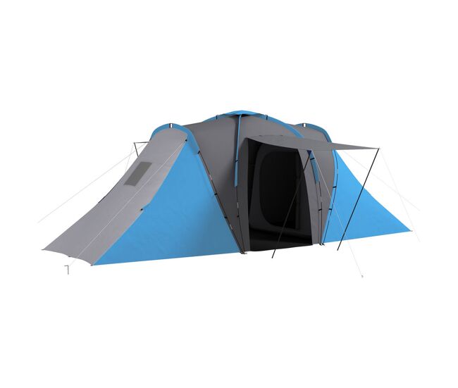 Outsunny tienda de campaña familiar tipo túnel para de 4 personas impermeable 2000 mm tienda de camping plegable grande con 2 dormitorios bolsa para