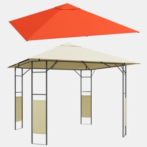 Outsunny Conjunto de Pérgola de Jardim 3x3x2,6 m e Teto de Reposição 3x3 m com Orifícios de Drenagem para Pátio Terraço Creme e Laranja