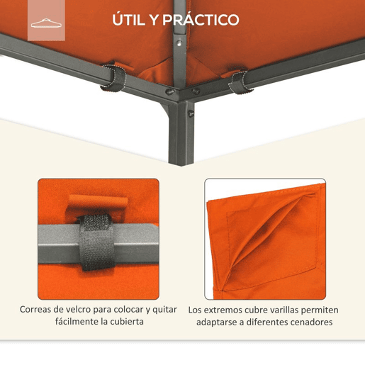 Outsunny Conjunto de Pérgola de Jardim 3x3x2,6 m e Teto de Reposição 3x3 m com Orifícios de Drenagem para Pátio Terraço Creme e Laranja Outsunny Conjunto de Pérgola de Jardim 3x3x2,6 m e Teto de Reposição 3x3 m com Orifícios de Drenagem para Pátio Terraço Creme e Laranja