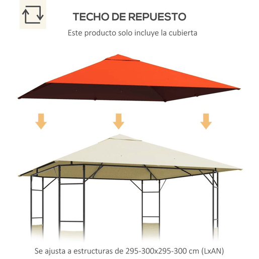 Outsunny Conjunto de Pérgola de Jardim 3x3x2,6 m e Teto de Reposição 3x3 m com Orifícios de Drenagem para Pátio Terraço Creme e Laranja Outsunny Conjunto de Pérgola de Jardim 3x3x2,6 m e Teto de Reposição 3x3 m com Orifícios de Drenagem para Pátio Terraço Creme e Laranja