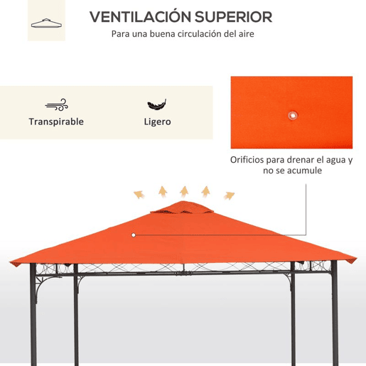 Outsunny Conjunto de Pérgola de Jardim 3x3x2,6 m e Teto de Reposição 3x3 m com Orifícios de Drenagem para Pátio Terraço Creme e Laranja Outsunny Conjunto de Pérgola de Jardim 3x3x2,6 m e Teto de Reposição 3x3 m com Orifícios de Drenagem para Pátio Terraço Creme e Laranja