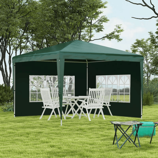 Outsunny Conjunto de Tenda Inclui 1 Tenda de Jardim 3x3 m Anti-UV Impermeável e 2 Paredes Laterais 3x2 m para Tenda 3x3 m e 3x6 m para Terraço Exterior Pátio Verde