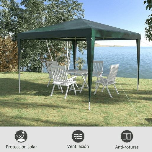 Outsunny Conjunto de Tenda Inclui 1 Tenda de Jardim 3x3 m Anti-UV Impermeável e 2 Paredes Laterais 3x2 m para Tenda 3x3 m e 3x6 m para Terraço Exterior Pátio Verde