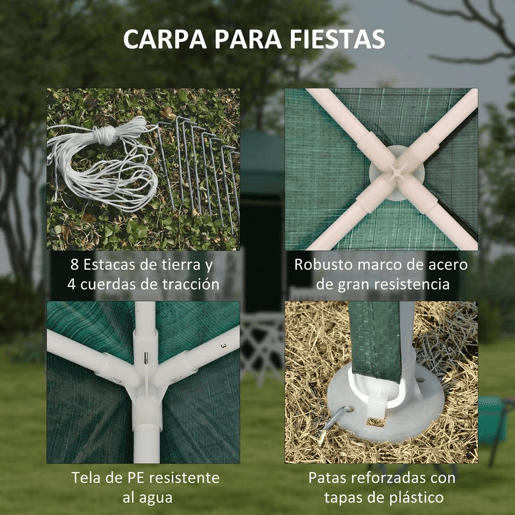 Outsunny Conjunto de Tenda Inclui 1 Tenda de Jardim 3x3 m Anti-UV Impermeável e 2 Paredes Laterais 3x2 m para Tenda 3x3 m e 3x6 m para Terraço Exterior Pátio Verde