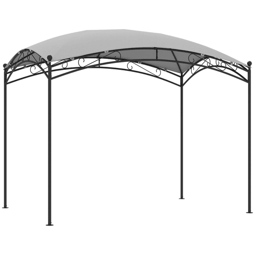 Outsunny Pérgola para Jardim 3x2 m Pérgola de Exterior com Toldo em Forma de Cúpula Elegante e Estrutura Metálica Impermeável Tenda para Pátio Cinzento