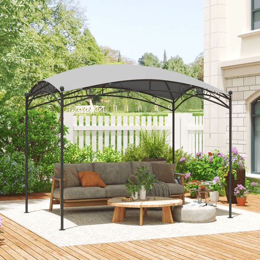 Outsunny Pérgola para Jardim 3x2 m Pérgola de Exterior com Toldo em Forma de Cúpula Elegante e Estrutura Metálica Impermeável Tenda para Pátio Cinzento