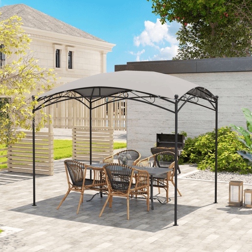 Outsunny Pérgola para Jardim 3x2 m Pérgola de Exterior com Toldo em Forma de Cúpula Elegante e Estrutura Metálica Impermeável Tenda para Pátio Cinzento