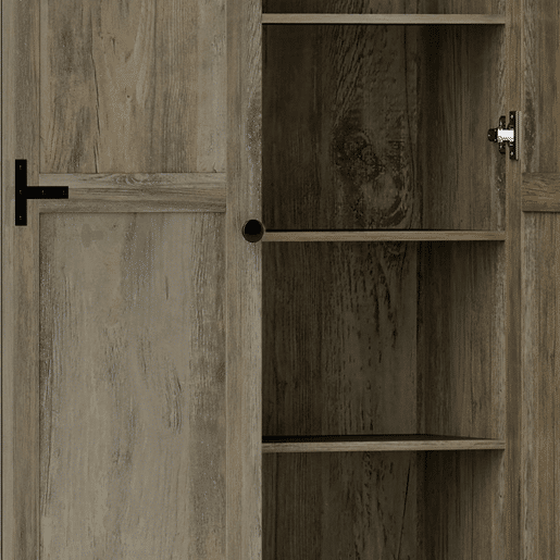 HOMCOM Armário de Cozinha Armário de Arrumação com 2 Portas e Prateleiras Ajustáveis para Sala de Jantar Sala de Estar 78x31,5x182 cm Marrom Acinzentado