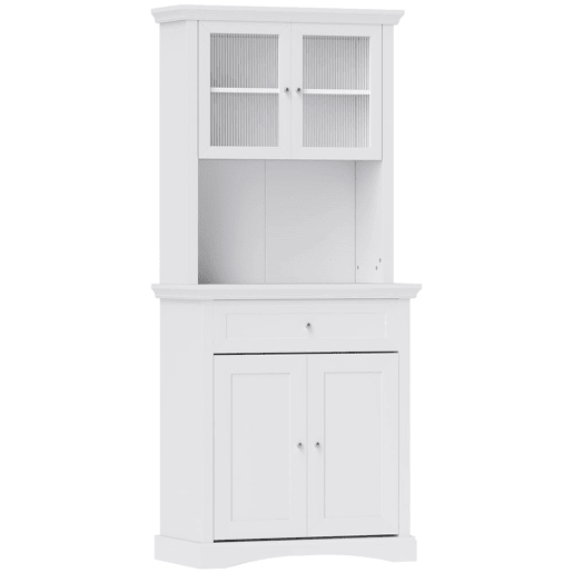 HOMCOM Armário de Cozinha Moderno Armário de Cozinha com 1 Gaveta 4 Portas e Prateleira Ajustável Carga Máxima 50 kg Armário Alto de Cozinha 79x40x180 cm Branco