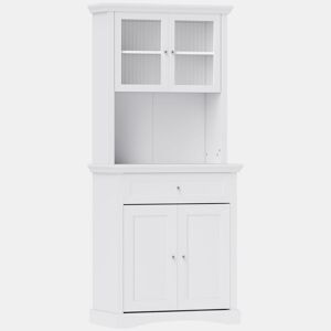 HOMCOM Armário de Cozinha Moderno Armário de Cozinha com 1 Gaveta 4 Portas e Prateleira Ajustável Carga Máxima 50 kg Armário Alto de Cozinha 79x40x180 cm Branco