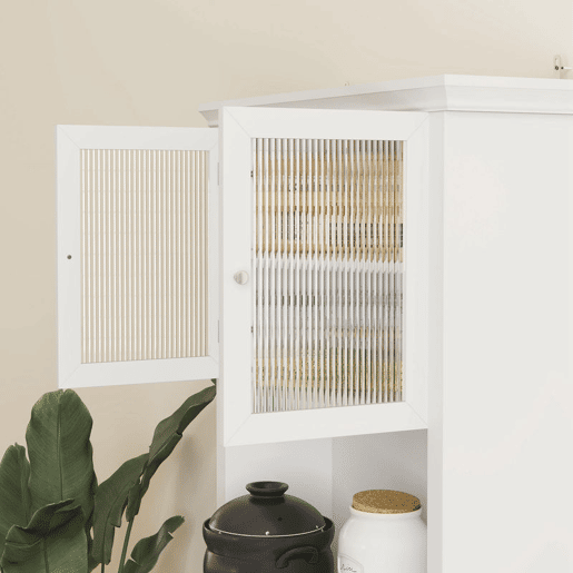 HOMCOM Armário de Cozinha Moderno Armário de Cozinha com 1 Gaveta 4 Portas e Prateleira Ajustável Carga Máxima 50 kg Armário Alto de Cozinha 79x40x180 cm Branco