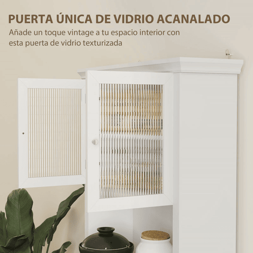 HOMCOM Armário de Cozinha Moderno Armário de Cozinha com 1 Gaveta 4 Portas e Prateleira Ajustável Carga Máxima 50 kg Armário Alto de Cozinha 79x40x180 cm Branco