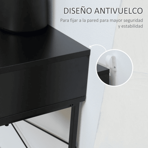 HOMCOM Mesa Consola 100x30x75cm Mesa de Entrada Moderno com 2 Gavetas de Armazenamento e Estrutura de Metal para Corredor Sala de Estar Preto e Madeira