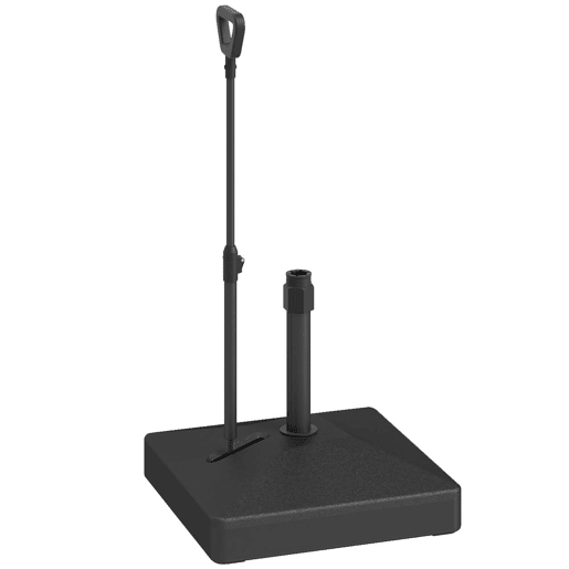 Outsunny Base para Chapéu de Sol Quadrada Suporte para Chapéu de Sol com Rodas de Pé Recarregável com Água 45L ou Areia 55 kg para Jardim Varanda Preto