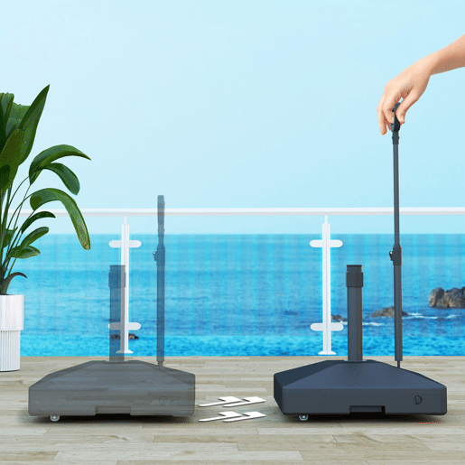 Outsunny Base para Chapéu de Sol Quadrada Suporte para Chapéu de Sol com Rodas de Pé Recarregável com Água 45L ou Areia 55 kg para Jardim Varanda Preto