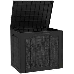 Outsunny Baú de Armazenamento Exterior 93L Caixa de Armazenamento de Jardim Pequeno de Plástico Impermeável com 2 Alças Integradas e Suporte para Cadeado 56x41x50 cm Preto
