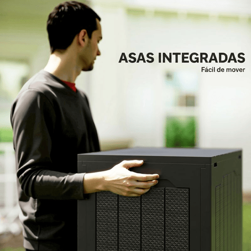 Outsunny Baú de Armazenamento Exterior 93L Caixa de Armazenamento de Jardim Pequeno de Plástico Impermeável com 2 Alças Integradas e Suporte para Cadeado 56x41x50 cm Preto
