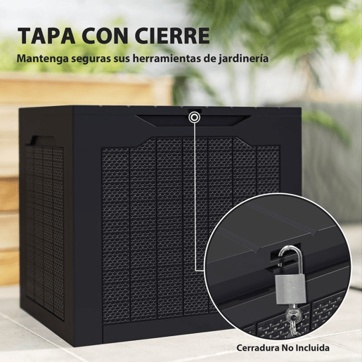Outsunny Baú de Armazenamento Exterior 93L Caixa de Armazenamento de Jardim Pequeno de Plástico Impermeável com 2 Alças Integradas e Suporte para Cadeado 56x41x50 cm Preto