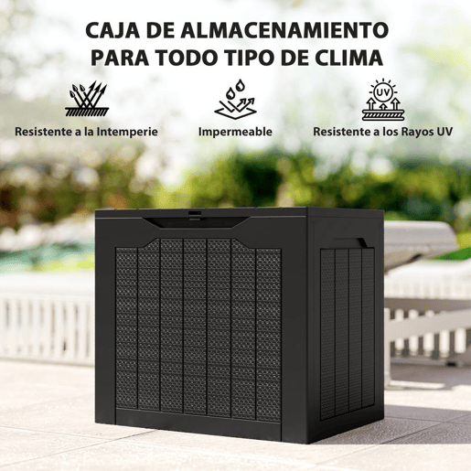 Outsunny Baú de Armazenamento Exterior 93L Caixa de Armazenamento de Jardim Pequeno de Plástico Impermeável com 2 Alças Integradas e Suporte para Cadeado 56x41x50 cm Preto