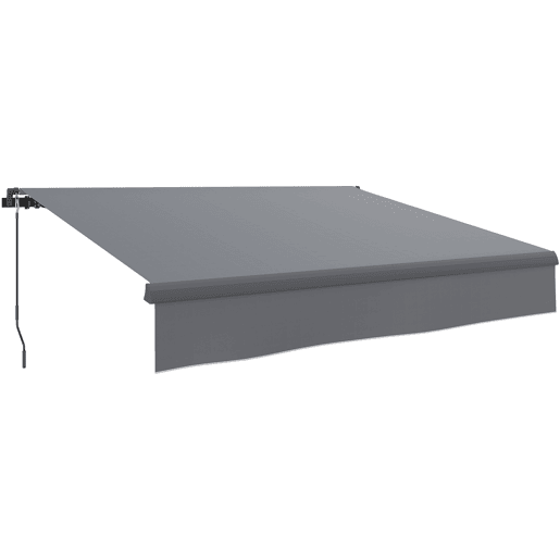 Outsunny Toldo Retrátil Manual para Jardim Toldo Exterior Ajustável com Manivela Proteção UV Estrutura de Metal e Alumínio 295x200 cm Cinzento
