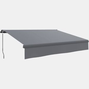 Outsunny Toldo Retrátil Manual para Jardim Toldo Exterior Ajustável com Manivela Proteção UV Estrutura de Metal e Alumínio 295x200 cm Cinzento
