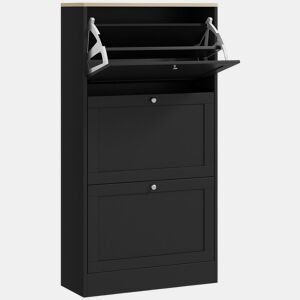 HOMCOM Sapateira Estreita com 3 Portas, Sapateira para Entrada ou Corredor, para 18 Pares de Sapatos, com Prateleiras Ajustáveis, 60x23,5x115 cm, Preto