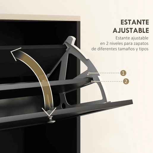 HOMCOM Sapateira Estreita com 3 Portas, Sapateira para Entrada ou Corredor, para 18 Pares de Sapatos, com Prateleiras Ajustáveis, 60x23,5x115 cm, Preto
