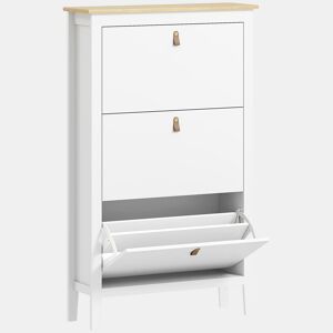 HOMCOM Sapateira Estreita Móvel Sapateira para Entrada com 3 Gavetas Abatíveis Prateleiras Ajustáveis e Puxadores em PU para 21 Pares de Sapatos para Corredor 80x24x131 cm Branco