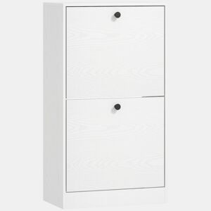 HOMCOM Sapateira Estreita Móvel Sapateira de Entrada com 2 Gavetas Abatíveis e Prateleiras Ajustáveis para 8 Pares de Sapatos Armário para Sapatos para Corredor 47x26x85 cm Branco