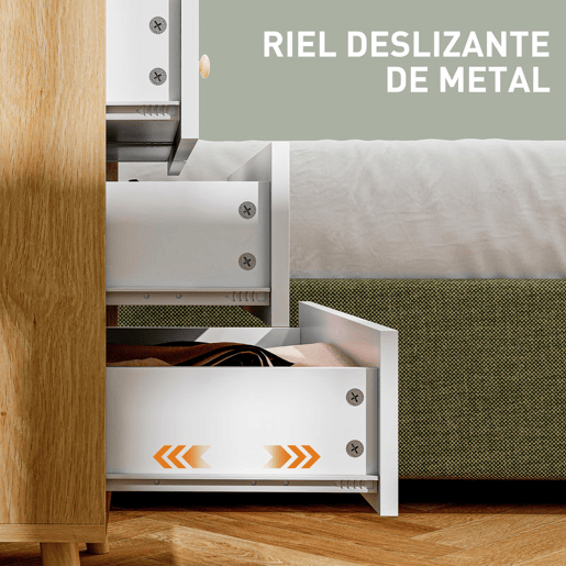 HOMCOM Cômoda de 4 Gavetas Cómoda para Quarto com Puxadores de Madeira Cómoda Estreita para Sala Corredor 60x35x65 cm Madeira e Branco