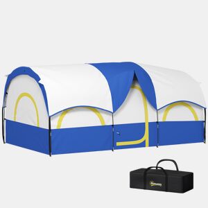 Outsunny Tenda de Campismo Familiar Tipo Túnel Tenda para 4-6 Pessoas Impermeável 3.000 mm Tenda de Campismo Dobrável com 2 Quartos e Saco de Transporte 435x251x195 cm Azul e Cinzento