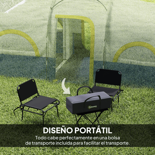 Outsunny Tenda de Campismo Familiar Tipo Túnel Tenda para 4-6 Pessoas Impermeável 3.000 mm Tenda de Campismo Dobrável com 2 Quartos e Saco de Transporte 435x251x195 cm Azul e Cinzento