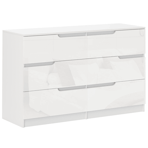 HOMCOM Cómoda com 6 Gavetas Cómoda de Dormitório Moderna com Sistema Anti-Tombo Cómoda para Sala de Estar Corredor 120x40x75 cm Branco