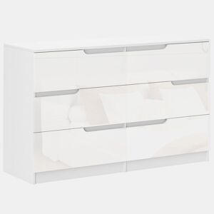 HOMCOM Cómoda com 6 Gavetas Cómoda de Dormitório Moderna com Sistema Anti-Tombo Cómoda para Sala de Estar Corredor 120x40x75 cm Branco