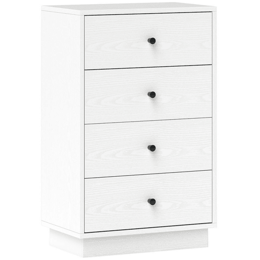HOMCOM Cómoda de 4 Gavetas Cómoda para Dormitório Moderna Cómoda Estreita para Sala de Estar Corredor 47x29x75 cm Branco