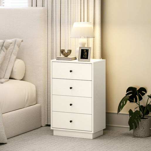 HOMCOM Cómoda de 4 Gavetas Cómoda para Dormitório Moderna Cómoda Estreita para Sala de Estar Corredor 47x29x75 cm Branco
