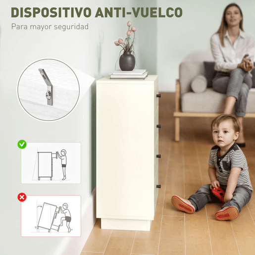 HOMCOM Cómoda de 4 Gavetas Cómoda para Dormitório Moderna Cómoda Estreita para Sala de Estar Corredor 47x29x75 cm Branco