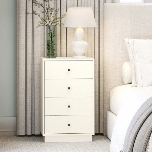 HOMCOM Cómoda de 4 Gavetas Cómoda para Dormitório Moderna Cómoda Estreita para Sala de Estar Corredor 47x29x75 cm Branco