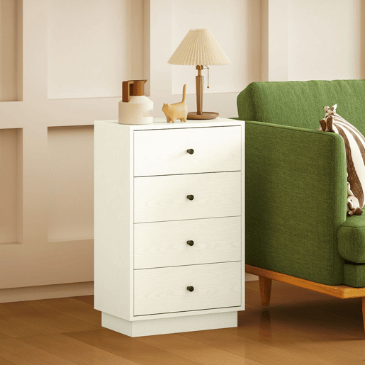 HOMCOM Cómoda de 4 Gavetas Cómoda para Dormitório Moderna Cómoda Estreita para Sala de Estar Corredor 47x29x75 cm Branco