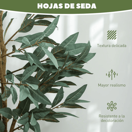 HOMCOM Planta Artificial de Louro 150 cm Planta Artificial Decorativa Grande Decoração para Casa Escritório Varanda Quarto Verde