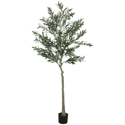 HOMCOM Oliveira Artificial 180 cm Planta Artificial Decorativa Grande Árvore Artificial de Interior com 40 Azeitonas Decoração para Lar Escritório Varanda Quarto Verde