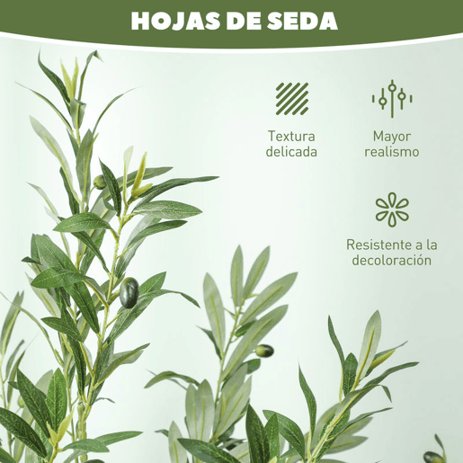 HOMCOM Oliveira Artificial 180 cm Planta Artificial Decorativa Grande Árvore Artificial de Interior com 40 Azeitonas Decoração para Lar Escritório Varanda Quarto Verde
