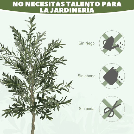 HOMCOM Oliveira Artificial 180 cm Planta Artificial Decorativa Grande Árvore Artificial de Interior com 40 Azeitonas Decoração para Lar Escritório Varanda Quarto Verde