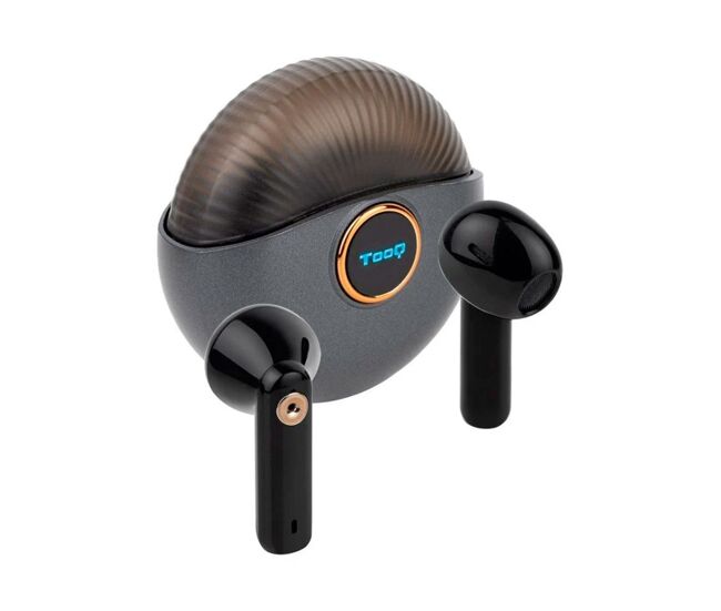 Auriculares inalámbricos tooq snail tqbwh-0060g con estuche de carga negro